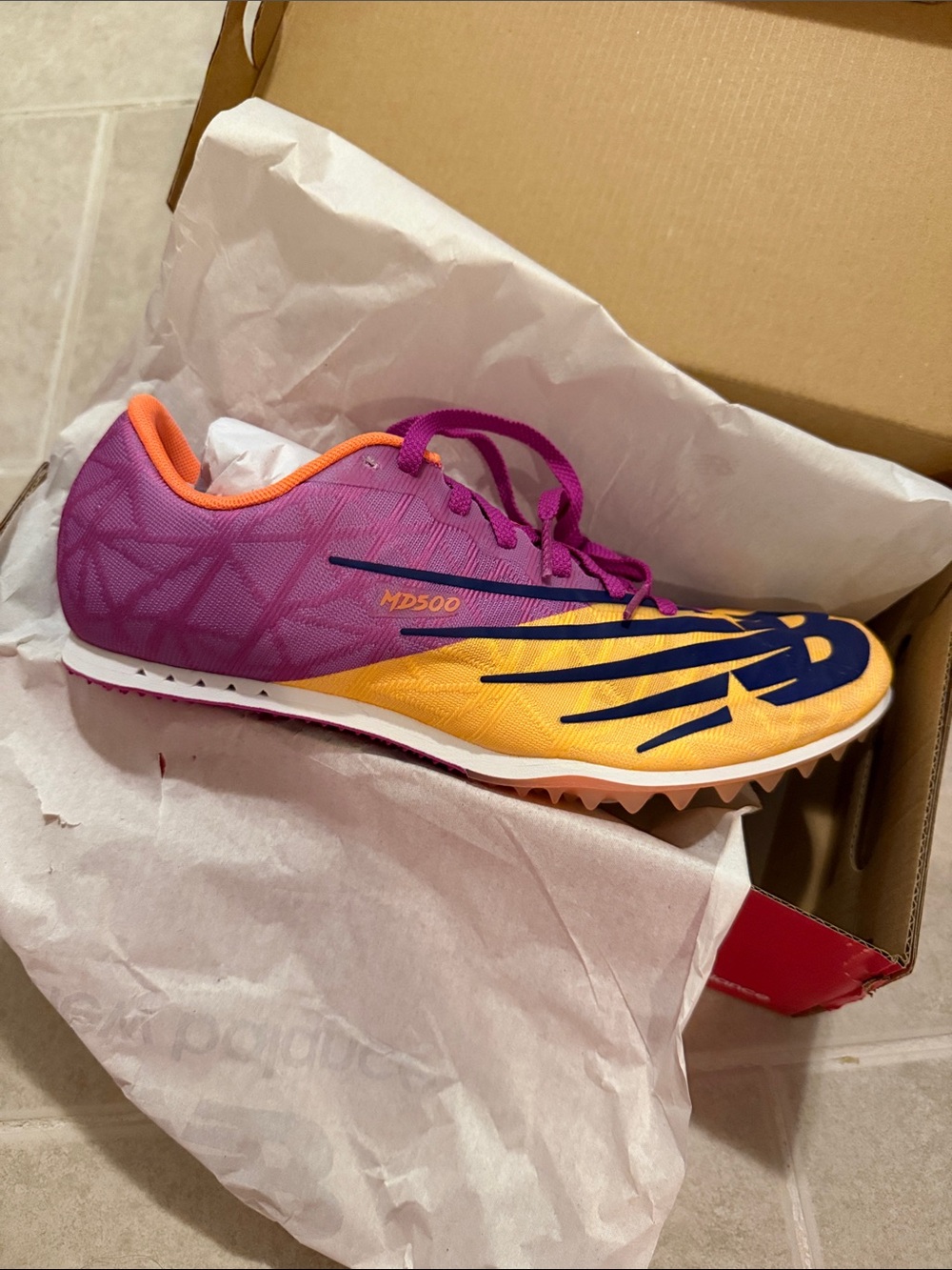 New Balance MD500 Men’s Track Spike - Purple, Yellow & Orange